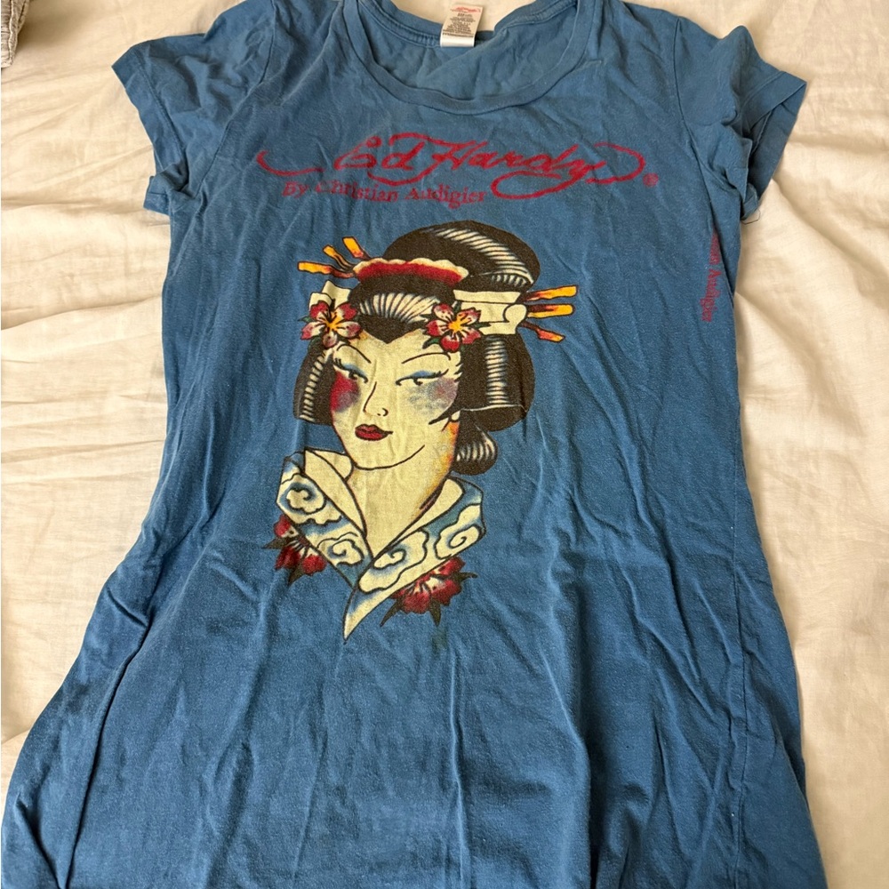 Ed Hardy Teal Graphic Tee